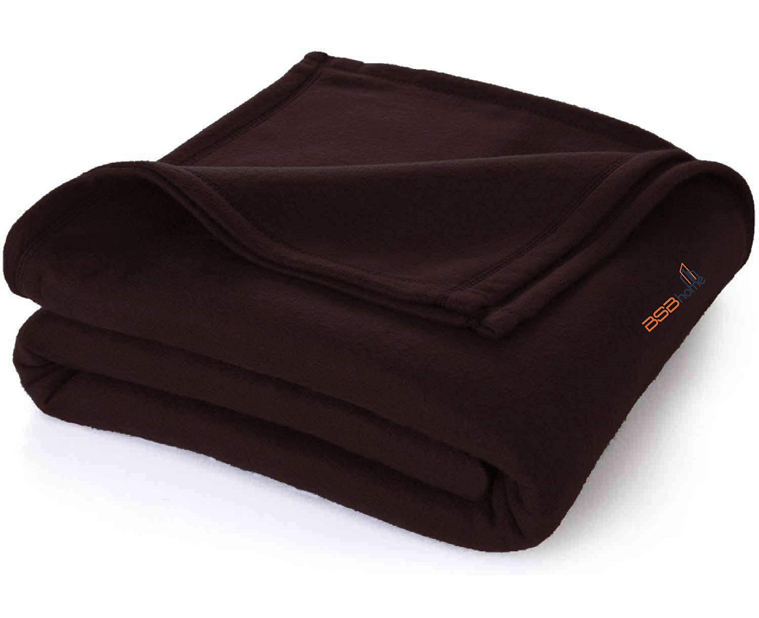 BSB Home All Season Solid/Plain Polar Fleece Blanket | for Double Bed 220X230 Cm, Coffee & Brown,200TC
