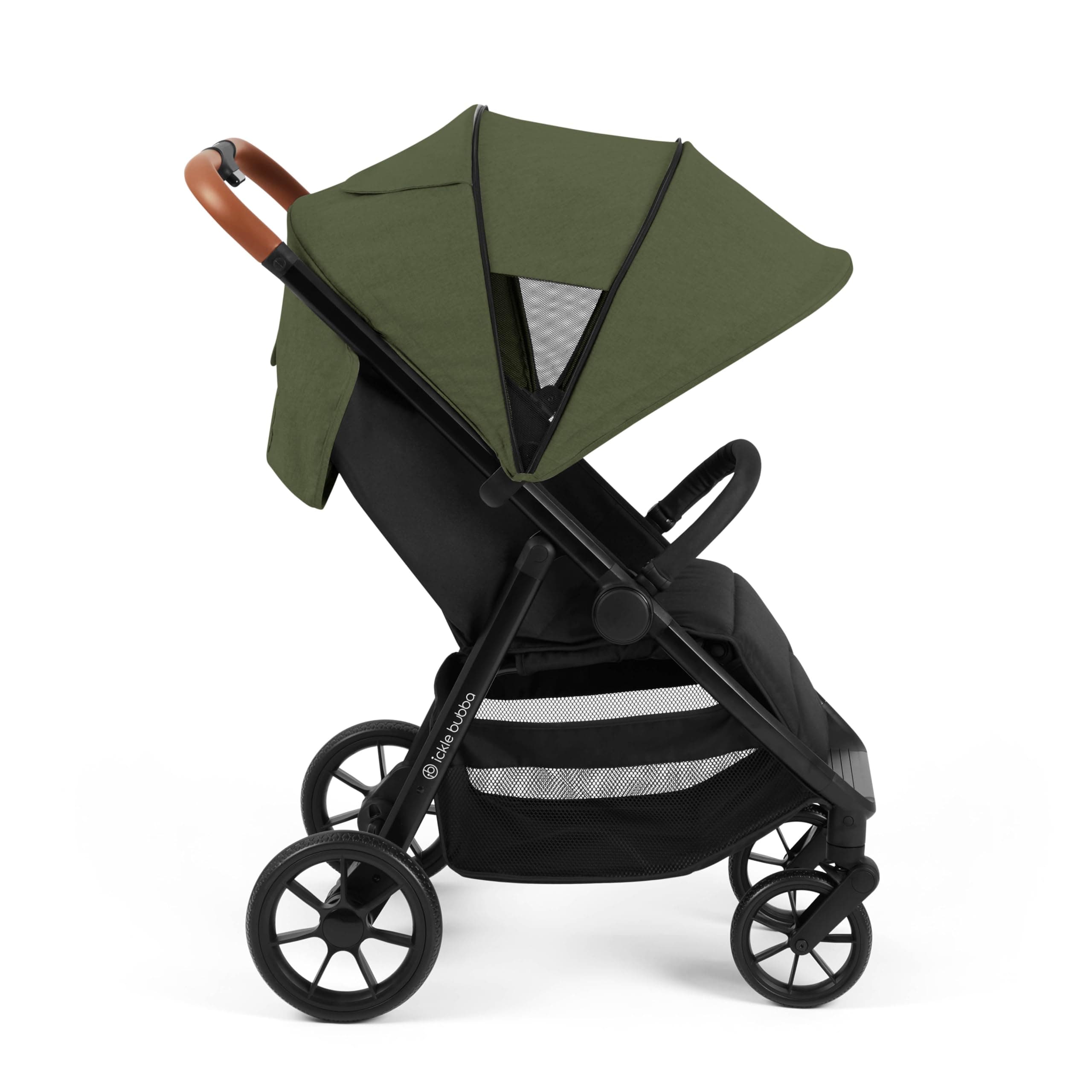 Ickle BubbaStomp Stride Stroller – from Birth to 22kg, Extra-Large Seat, Multi-Terrain Wheels, Raincover & UPF 50+ Hood (Woodland)