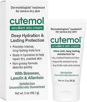 Cutemol Emollient Moisturizing Cream - Serious Moisturizer Lotion Balm for Recovering Dry, Damaged Skin - Hydration for Cracked Hands and Feet, Eczema, Psoriasis, and Raw Skin (2 oz)