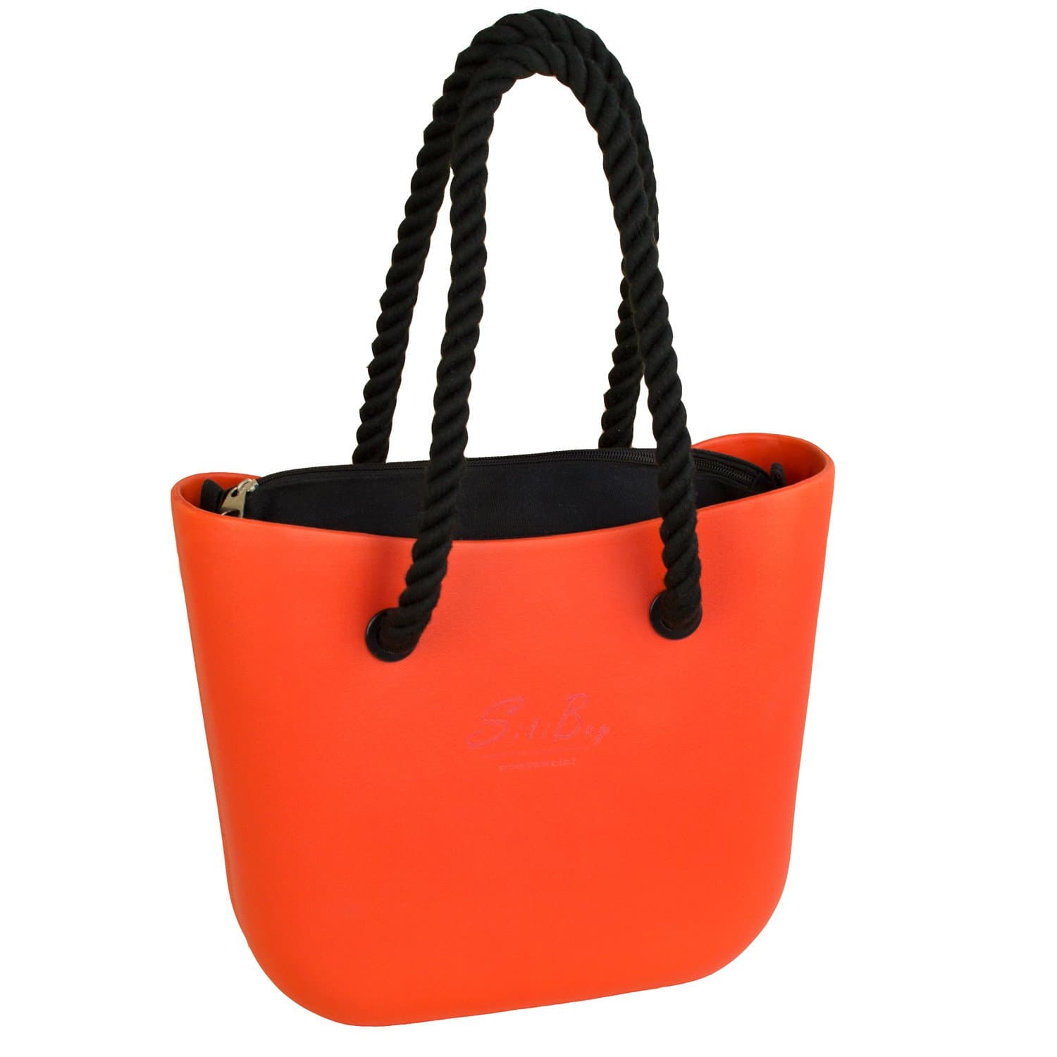Silibag Burnt Orange Medium- Black Inner - Rope Black Handles