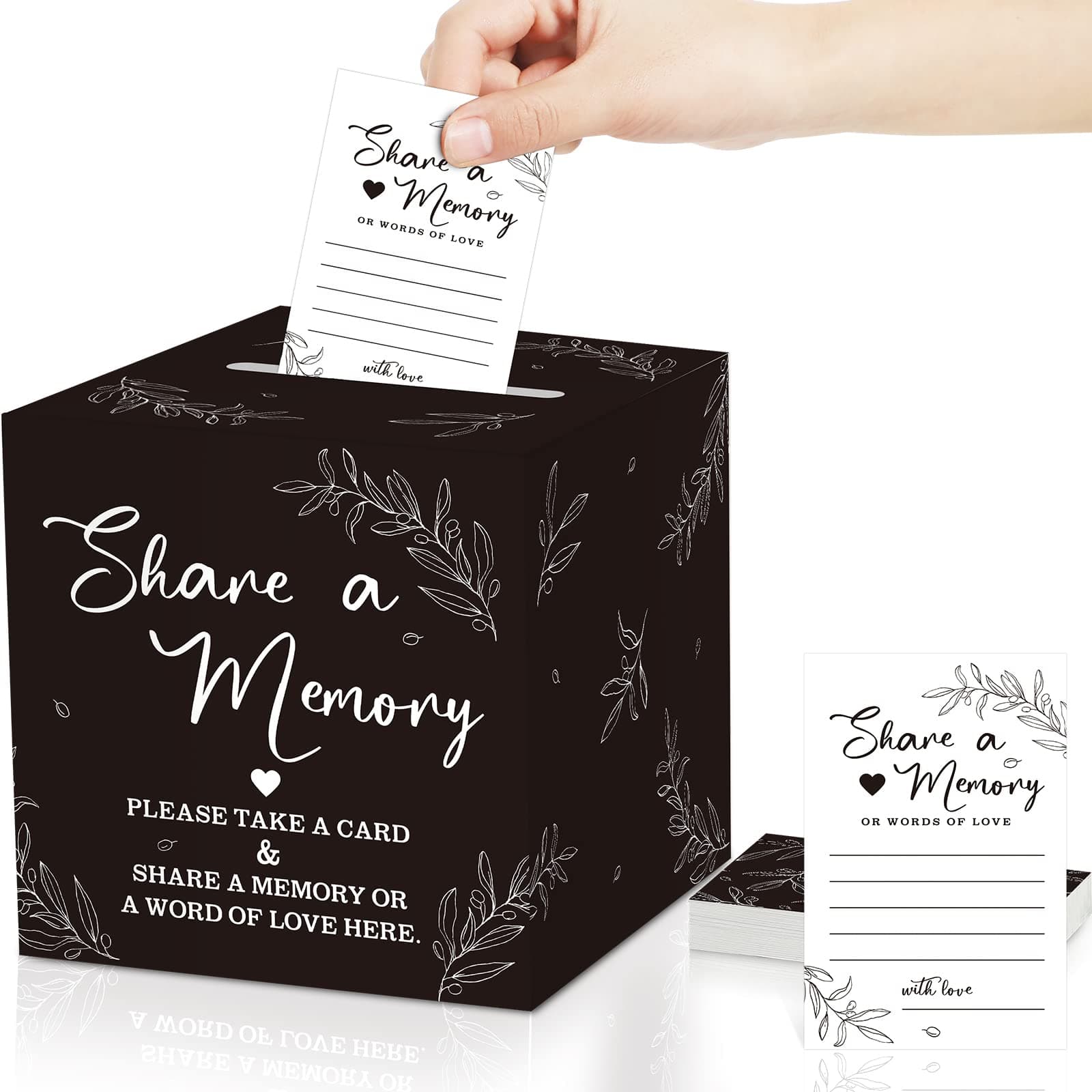 Pajean 50 Pcs Greenery Share a Memory Cards for Collections of Life, Memory Cards Box Guest Card Ideas for Funeral Graduation