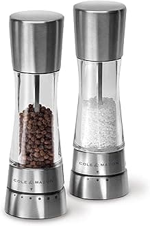 Cole & Mason Derwent Grinder Set - Precision Mechanisms and Sea Salt and Peppercorns - Derwent Salt and Pepper, Stainless Steel