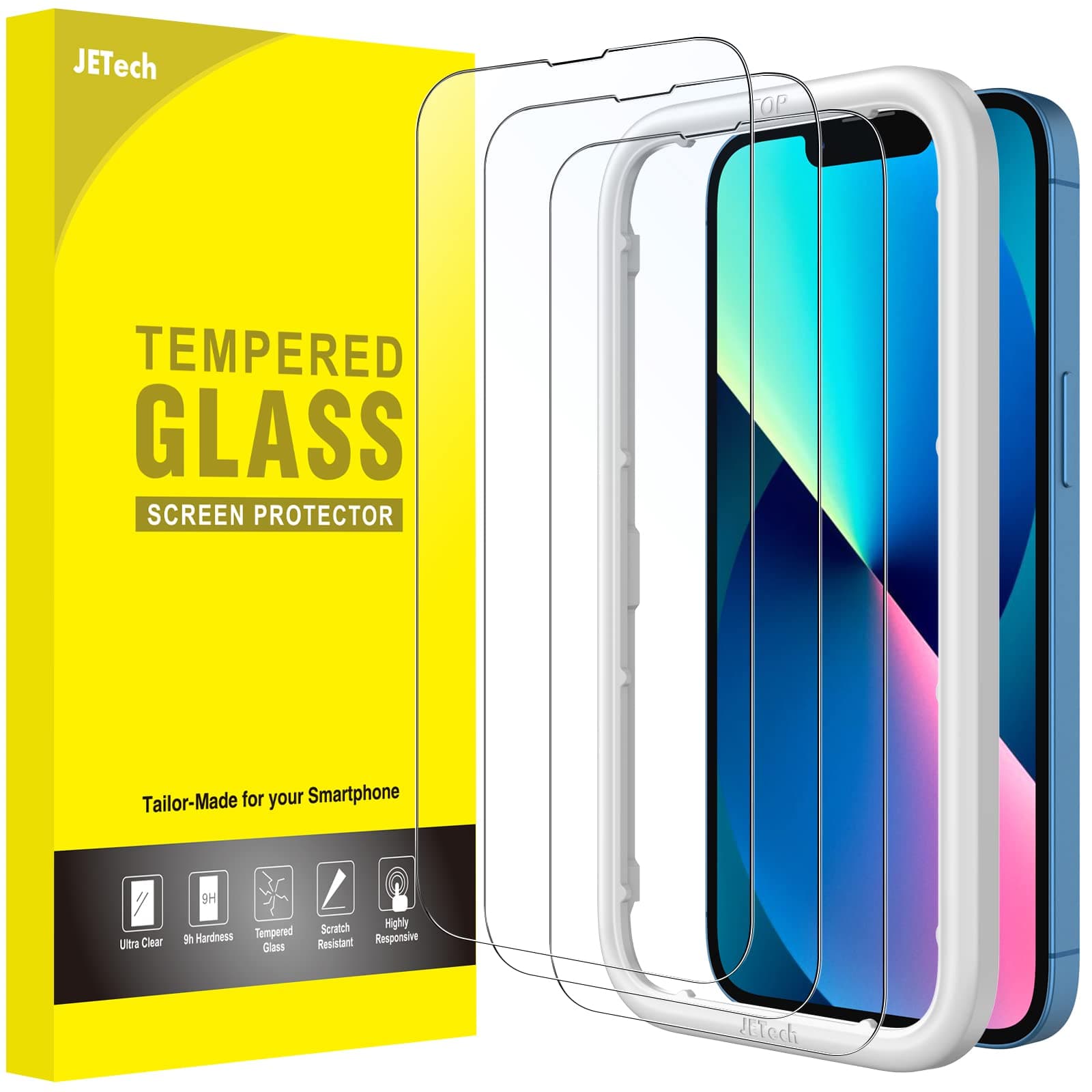 – Full Coverage Screen Protector for iPhone 17e (2026) / iPhone 16e / iPhone 13/13 Pro, Tempered Glass Film with Easy Installation Tool, Case-Friendly, HD Clear, 6.1-Inch Display, 3-Pack