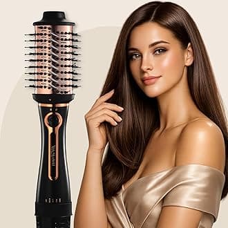 Urban Yog 3-In-1 Professional Volumizer Hot Air Brush (1200W), Hair Blow-Dryer, Straightener, Makes Hair Fluffy, Shiny In No Time, Gifts for woman, 1 Year Warranty - Golden, 1200 Watts
