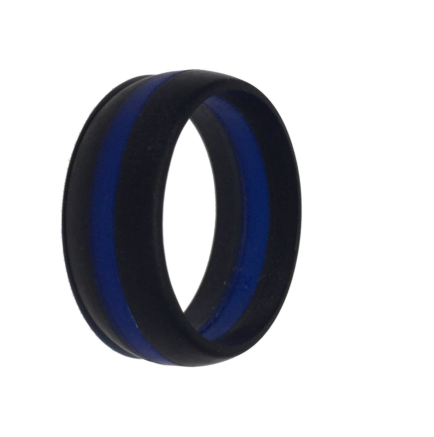 Thin Blue Line Silicone Wedding Ring Band Flexible Hypoallergenic Active Wear for on Duty or Active Life Styles Law Enforcement (5)
