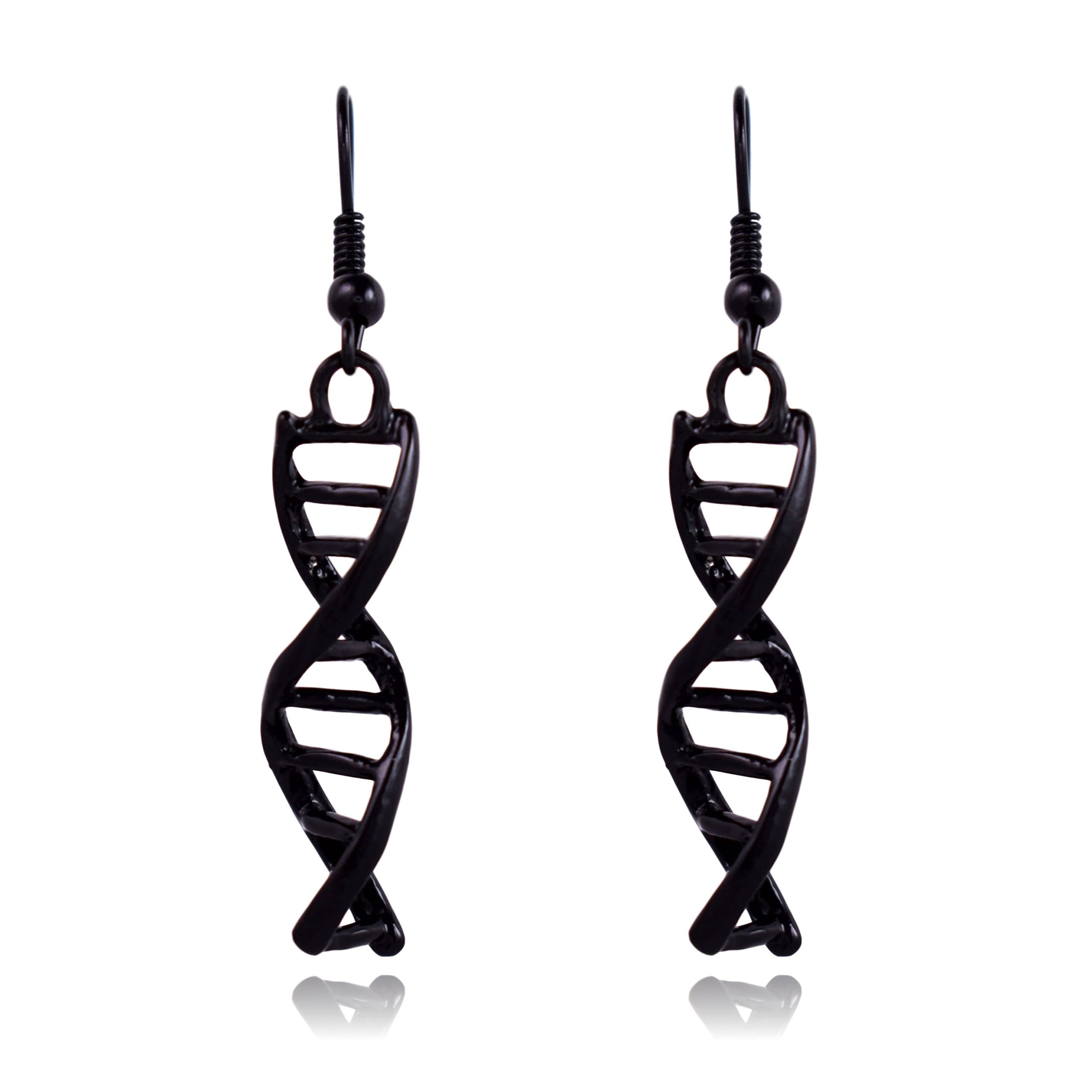 DNA Double Helix Dangle Earrings (Black)