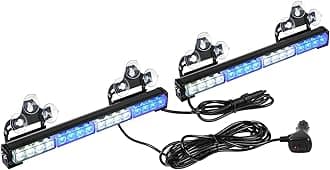 ASPL 2x16.8 inch Emergency Flashing LED Traffic Advisor Strobe Light Bar 32LED 26 Flash Patterns Interior Safety Warning Lights (Blue/White)