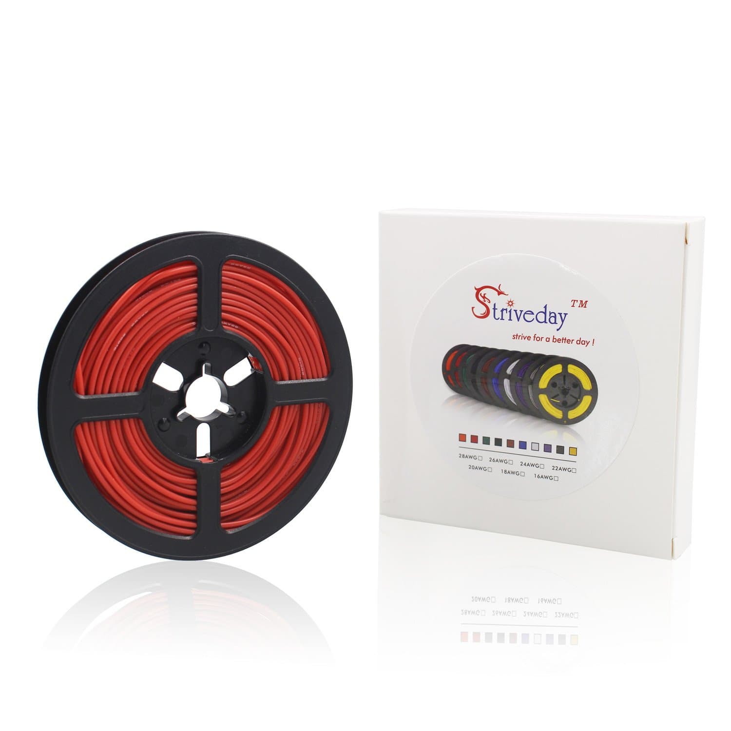 Striveday Silicone wire 16 gauge rubber wire hooks electrical wire Stranded Wire Cable Hook Up Wire 300V wires (16AWG 33ft Red)