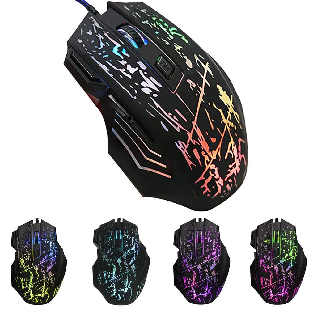 Gaming Mouse Wired, 7 Programmable Buttons, 5500 DPI Adjustable, Comfortable Grip Ergonomic Optical PC Computer Gaming Mice with Fire Button