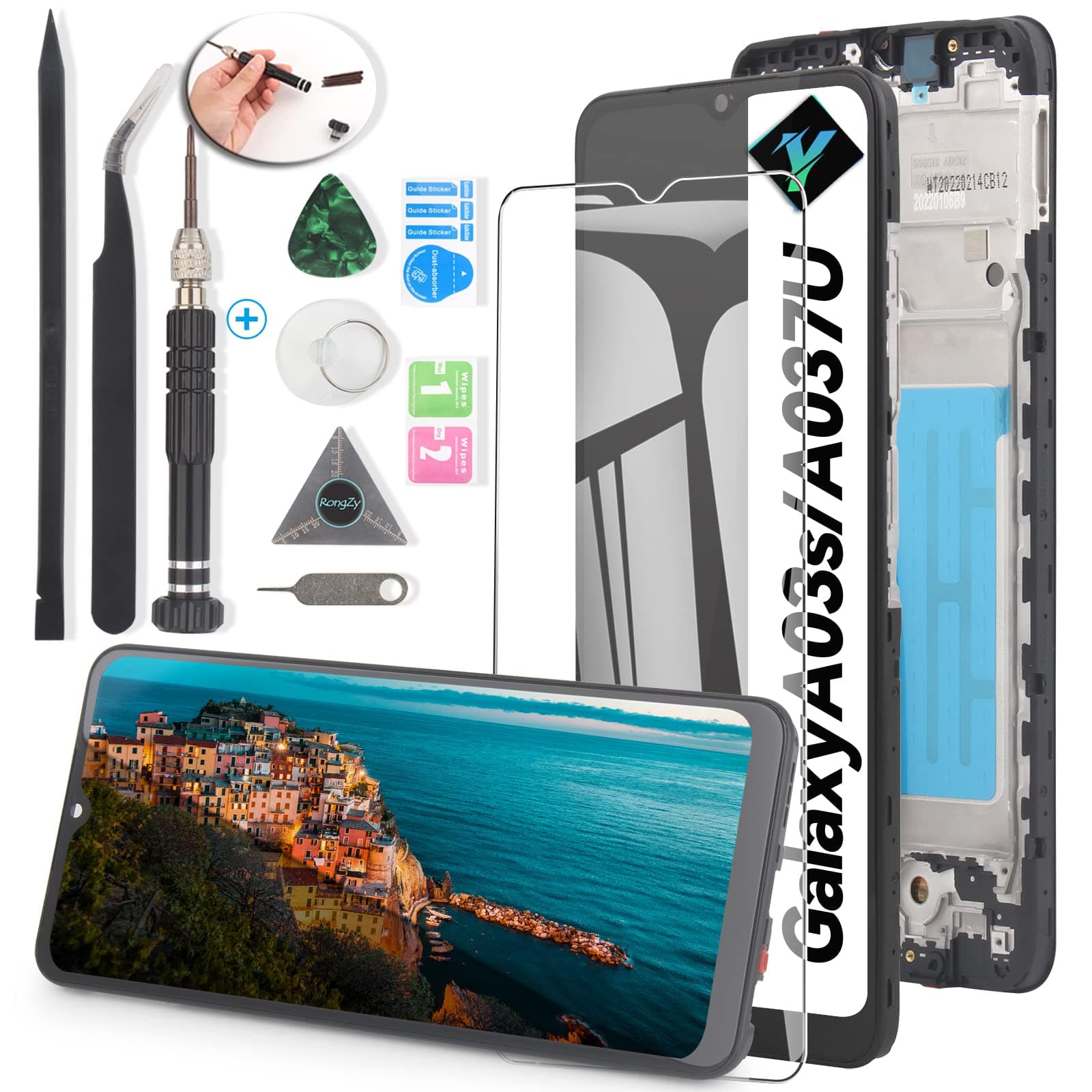 LCD for Samsung Galaxy A03s Screen Replacement for Samsung A03s SM-A037U LCD Display Touch Screen Digitizer Assembly with Kit(Black with Frame)