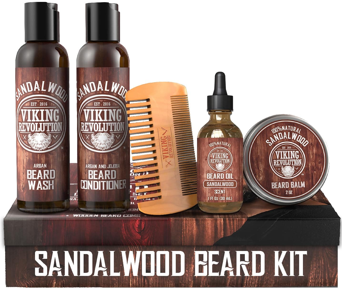 Ultimate Beard Care Conditioner Kit - Beard Grooming Kit for Men Softens, Smoothes and Soothes Itch-Contains Beard Oil, Beard Balm, Wash & Conditioner and Comb - Sandalwood Scent