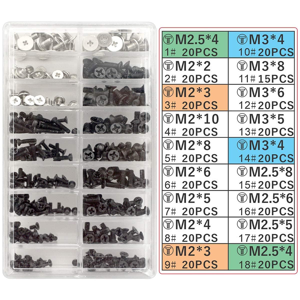 PC Screws Assorted Set M2 M3 M2.5 Computer Screws HDD M.2 SSD Screws for Universal Laptop PC Computer Repair 355 Pieces