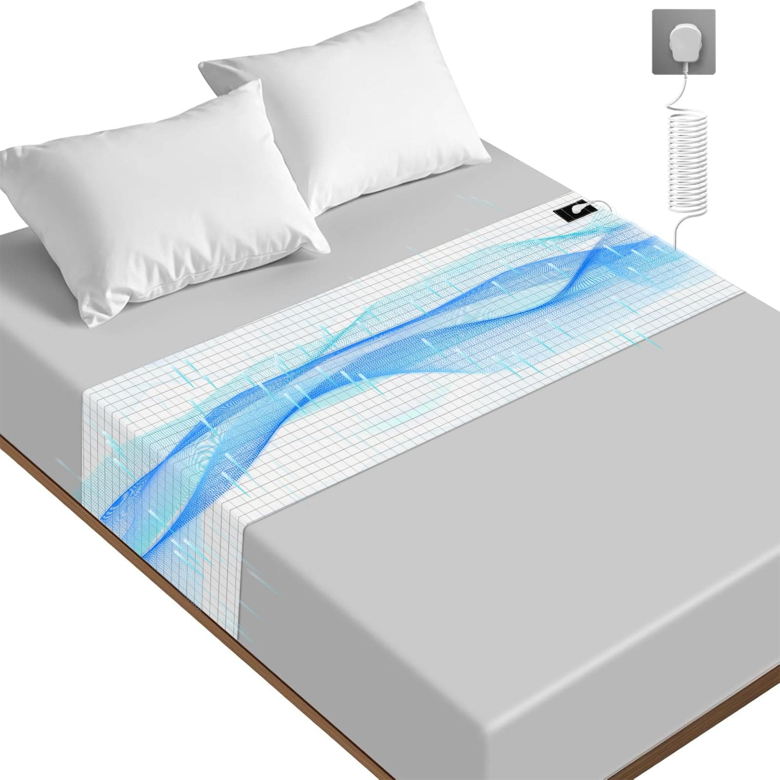 Grounding Bed Sheet, Grounding Mat Earthing UK with 10% Silver Fiber & 90% Organic Cotton for Improved Sleep Pain Relief and Healthy Earth Energy Mat (68x132cm)