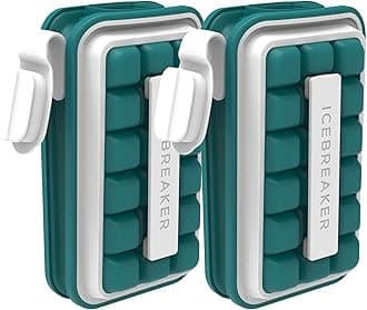 Icebreaker POP - Make and Serve Ice Without Ever Touching The Ice - The Sanitary Ice Tray for Freezer - NO Spills Silicone Ice Cube Tray with Lid - (2 X Water Blue Included)