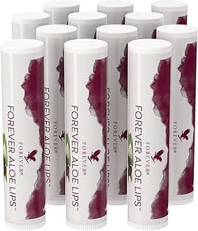 Forever Living Products Aloe Lips Box of 12, 4.25g per lip balm, pocket-sized lip balm with Jojoba