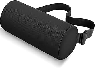 CushZone Lumbar Roll Support Pillow for Office Chair, Car, Gaming Chair, Memory Foam Back Cushion with Washable Cover for Relieving Back Pain & Improving Posture,Black