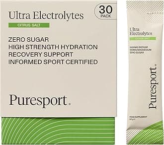 Puresport Ultra Electrolytes Hydration Citrus Salt (30 Pack), High Performance Sugar Free Electrolytes Powder, 1000mg Sodium, Optimise Hydration & Support Muscles, Travel-Friendly Format