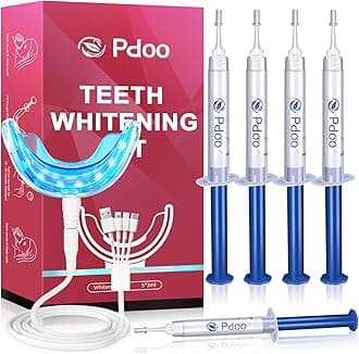 Professional Teeth Whitening Kit with 5 Teeth Whitening Gel, LED Accelerator Light & Rechargeable Design - Enamel Safe Gel, Custom Trays, Fast Results for Sensitive Teeth - Whitening Gel Kit​​