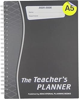 The Teachers Planner 2025-26 | (A5, 8 Periods) | Page-a-Day & Undated, with Dedicated Pages for Year Planning, Exams, Marking, Contacts, and more - Charcoal (TP7-C)