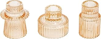 Vixdonos Set of 3 Glass Candlestick Holders
