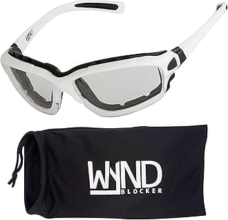 WYND Blocker Motorcycle Riding Glasses Extreme Sports Wrap Sunglasses, White, Clear