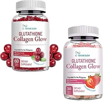 Nature Glow Glutathione Collagen - Strawberry & Cranberry Flavor Bundle, 60 Chewable Gummies Each