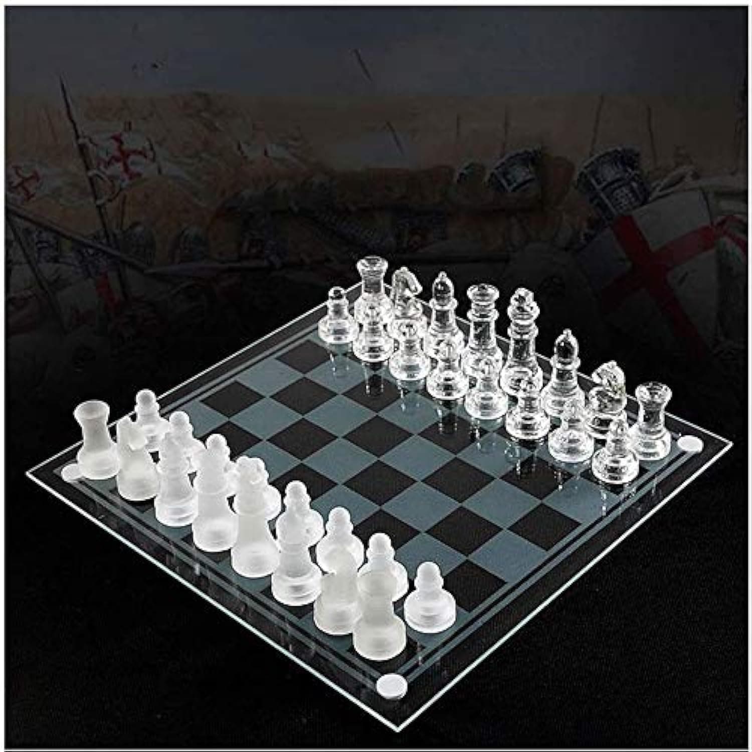 MNBV Chess Game - Glass Chess Set - Luxury Elegant Chess Board - Medium Size - 2 Players - Age 8+