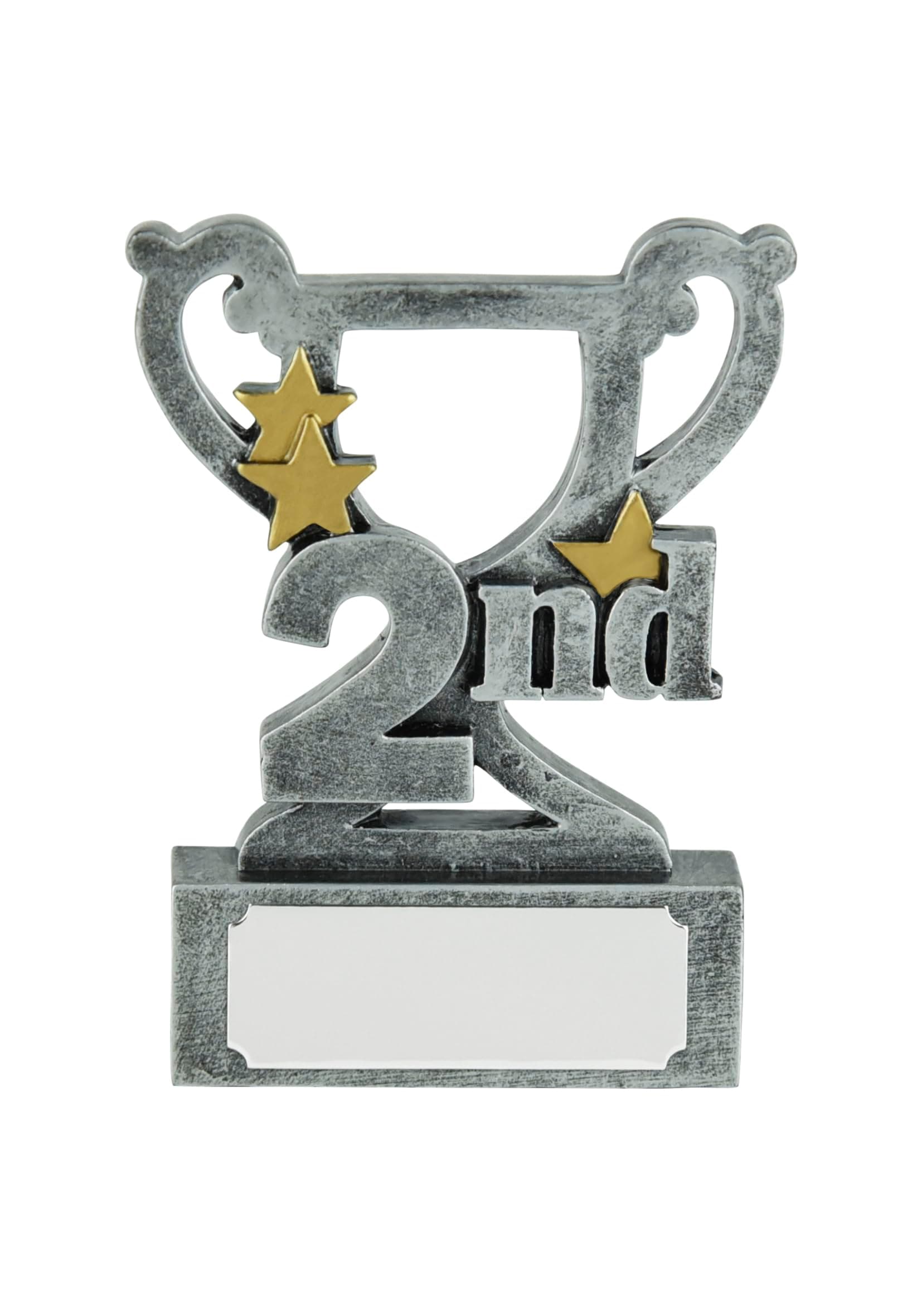 SilverTrophy: 2nd Place Silver & Gold Star Trophy - Mini Cup Prize Award for a Second Hero, Second Place, Silver Medal, Number 2, Ornament, Kids Gift, Affordable Figurine