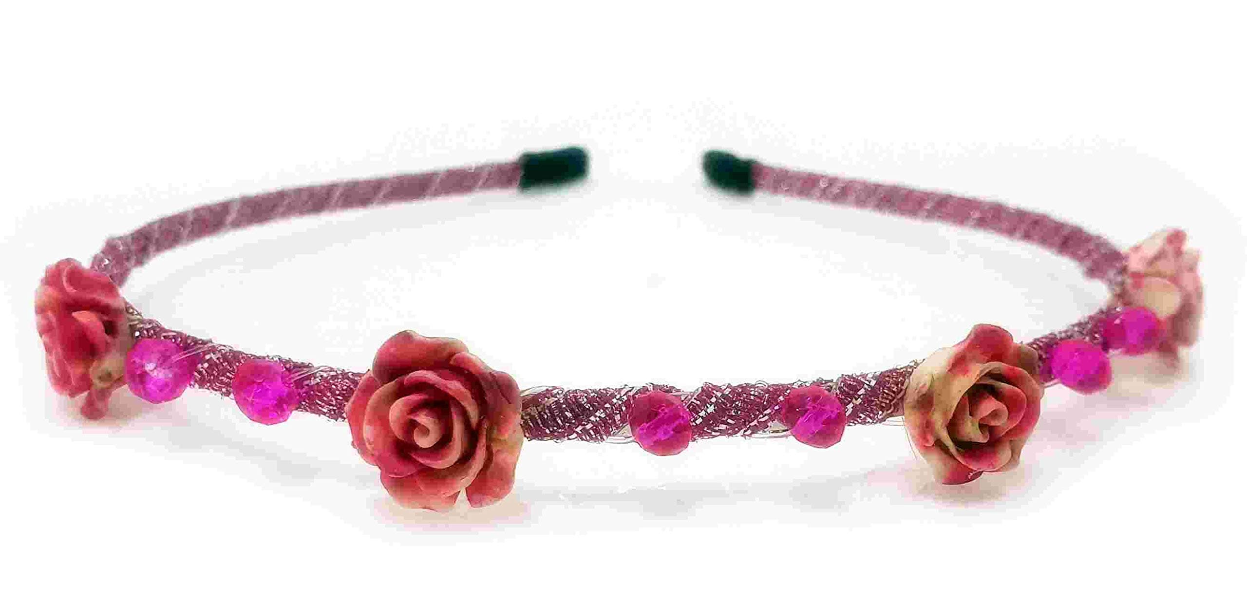 Deep Pink Rose Hair Band