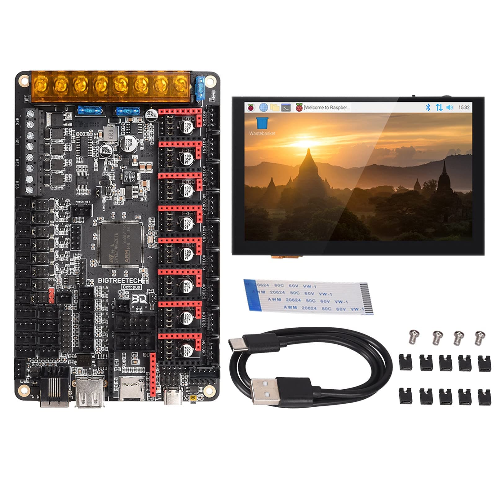 Octopus V1.1 32 Bit Silent Controller Board + PI TFT50 V2.0 5 Inch Display Support TMC2209 TMC2208 3D Printer Parts DIY Kit