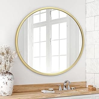 Americanflat 32" Framed Gold Round Mirror