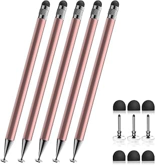 Stylus (5 Pcs), 2-in-1 Stylus Pen for Touchscreen, High Precision and Sensitivity, Suitable for iPhone/ipad/Android Tablets, Compatible with Touch Screens,Rose Gold