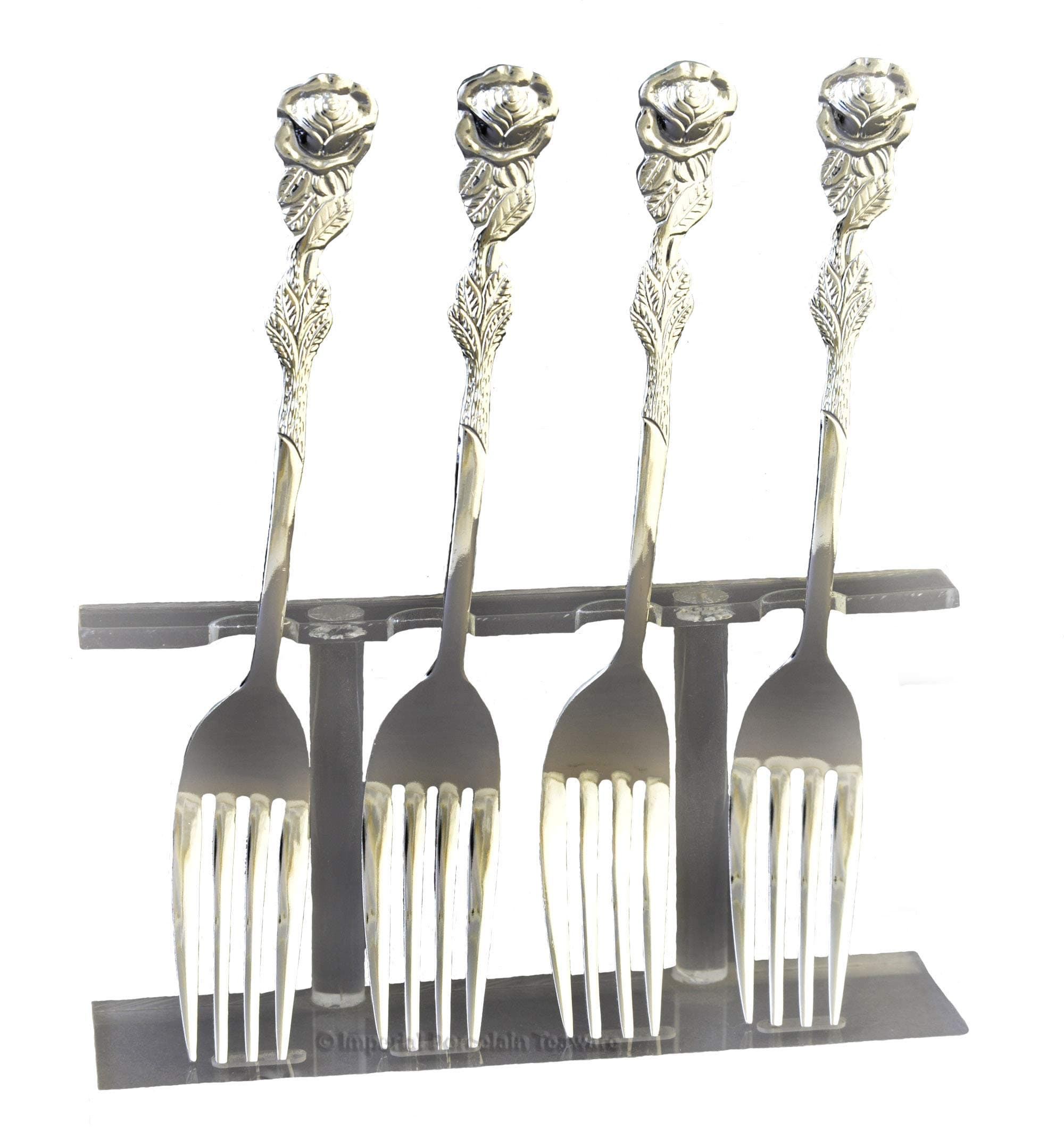 Rose Handle Demi Fork-silver plate-SET OF FOUR