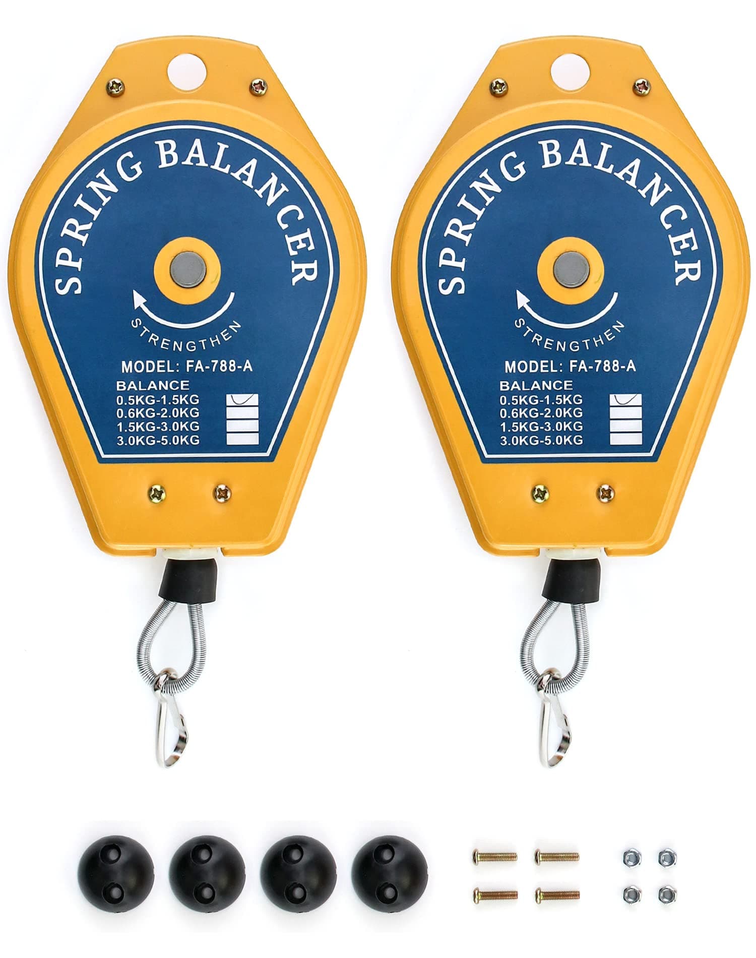 QWORK Spring Balancer 2 Pack 1.1–3.3 lbs Load Range – Adjustable Retractable Tool Hanger for Assembly, Workshop & Garage