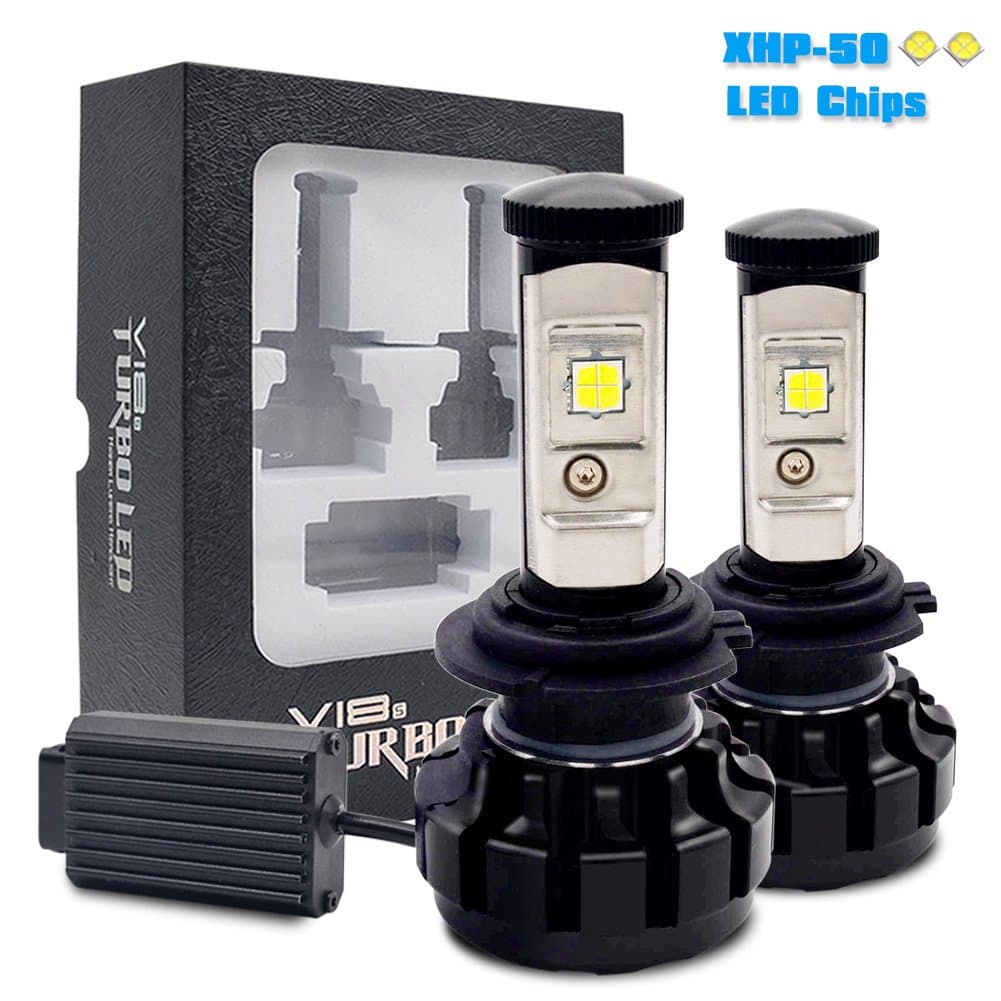 Chylay H7 LED Headlight Bulbs Car Headlight Conversion Kit,CREE -XHP50 9600lm 6000K White Auto Headlamp (V18-H7)