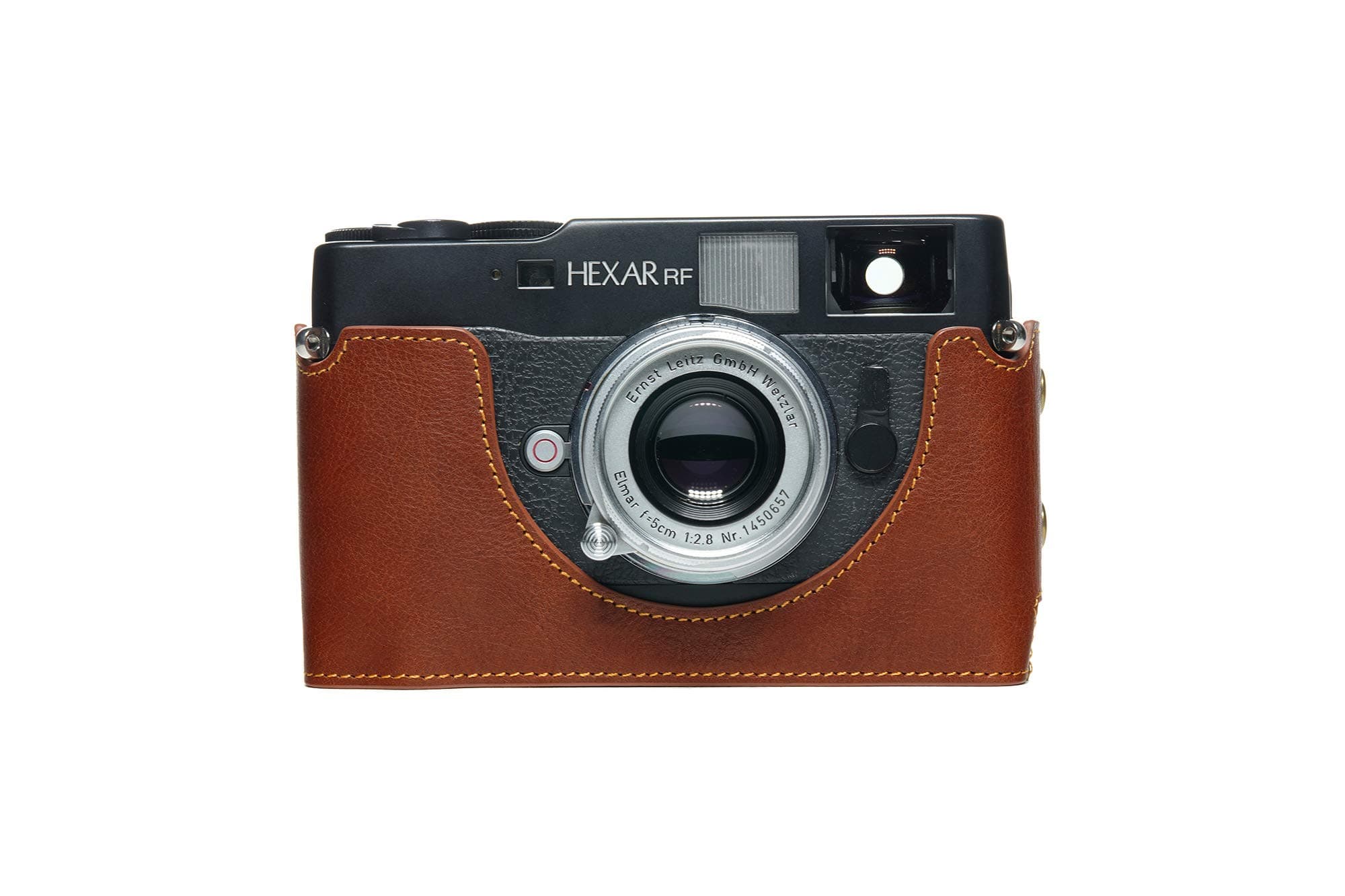 Handmade Genuine Real Leather Half Camera Case Bag Cover for Konica Hexar RF Rufous Color