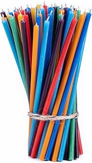 Danilovo Thin Taper Beeswax Candles - Honey-Scented, Decorative Candles Ideal for Birthday Decoration or Church Prayers - 7 Colors Drip Free, Tall & Smokeless Pack of 70 pcs, 6.5 x 0.22 inch