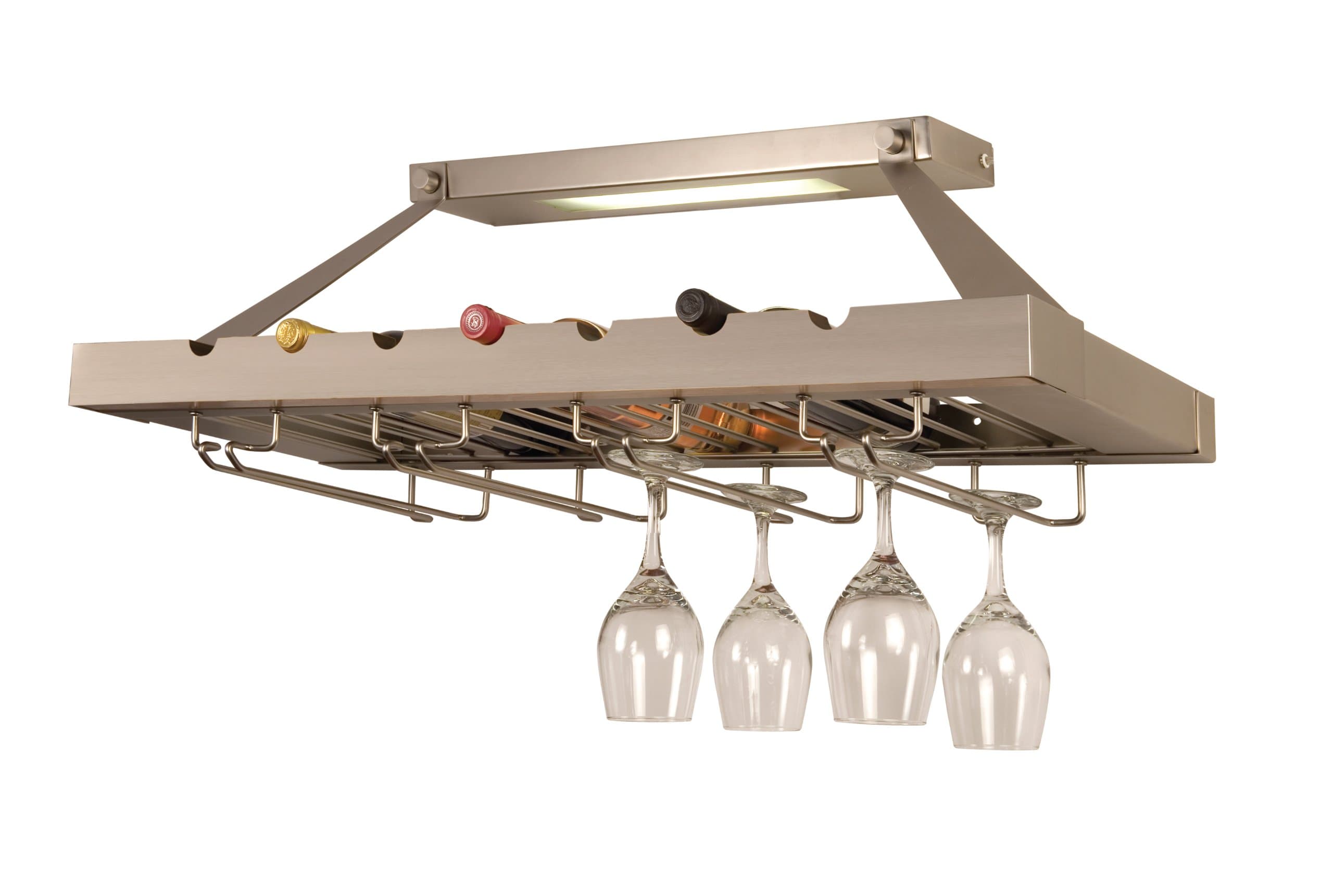 Checkolite P1011-71 Decor 1-Light Kitchen Wine Rack, Brushed Nickel