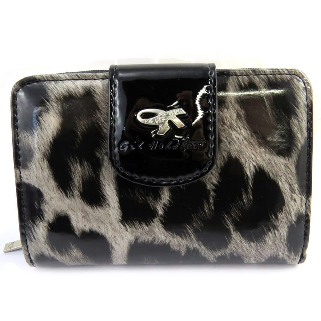 Zip wallet 'Gil Holsters' black leopard varnish.