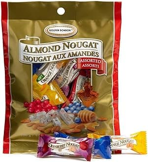 Assorted Almond Nougat Candy - Soft & Crunchy Mix, Gluten-Free, Halal Certified, No Artificial Flavors, 6 Flavors 100g / 3.53 oz