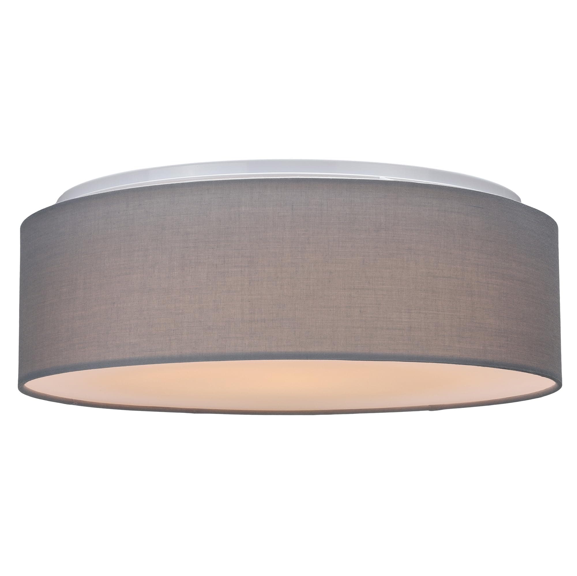 Flush Mount Ceiling Light - 15.75" Diameter Drum Lamp Shade 22w LED Fixture for Bedroom, Living Room, Kitchen, Hallway Lighting - Light Gray