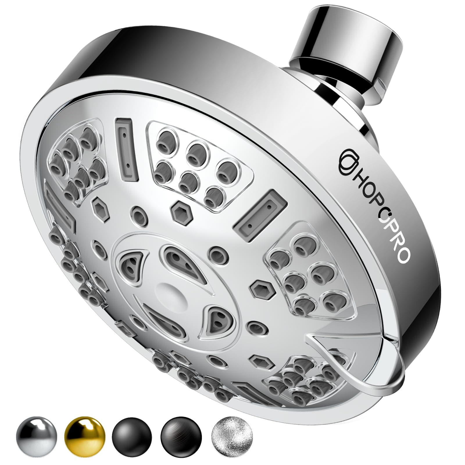 High Pressure Fixed Shower Head HOPOPRO Upgraded 9 Functions Adjustable Bathroom Showerhead Multi-functional Wall Mount Fixed Shower Head Rotatable Rain Showerhead for Low Water Flow