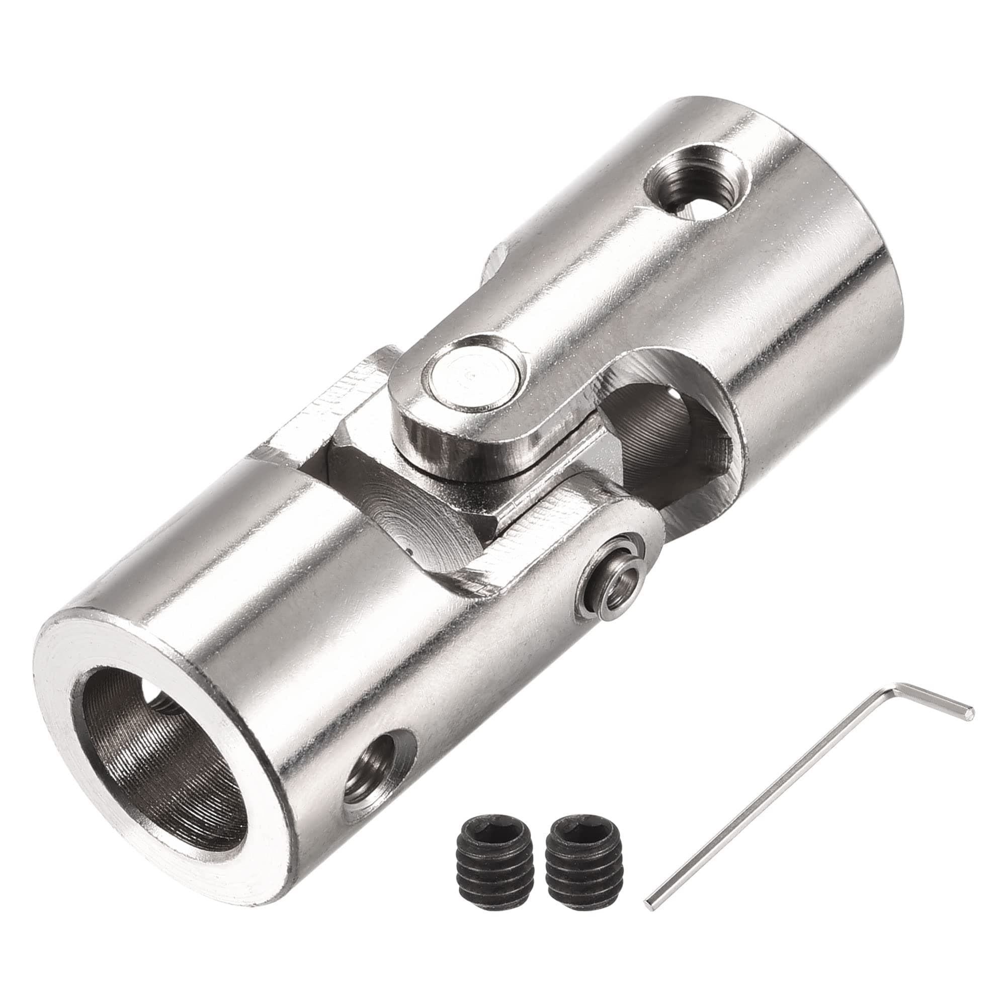 sourcing map 12mm to 12mm Inner Dia Rotatable Universal Joint Shaft Coupling L52 x D20 with Screws and Wrench for RC Model