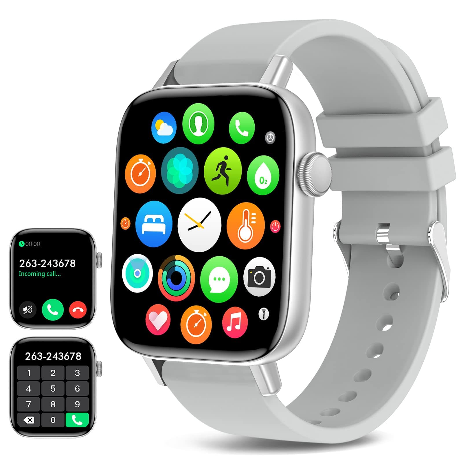 Smart Watch for iPhone/Android Phones (Answer/Make Calls) - 1.9" HD Screen Fitness Tracker : Heart Rate/Sleep Monitor/Pedometer/Calories, Multiple Sports Modes, Waterproof SmartWatch for Men Women