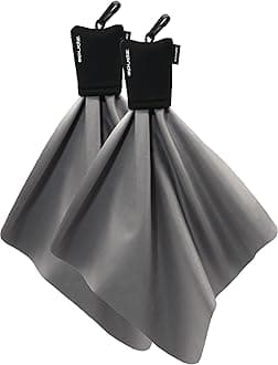 SPUDZ Classic Microfiber Lens Cleaner – Clip-On Pouch, Washable – for Binoculars, Scopes, Glasses, Screens | Black, 10 x 10 Inch (2-Pack)