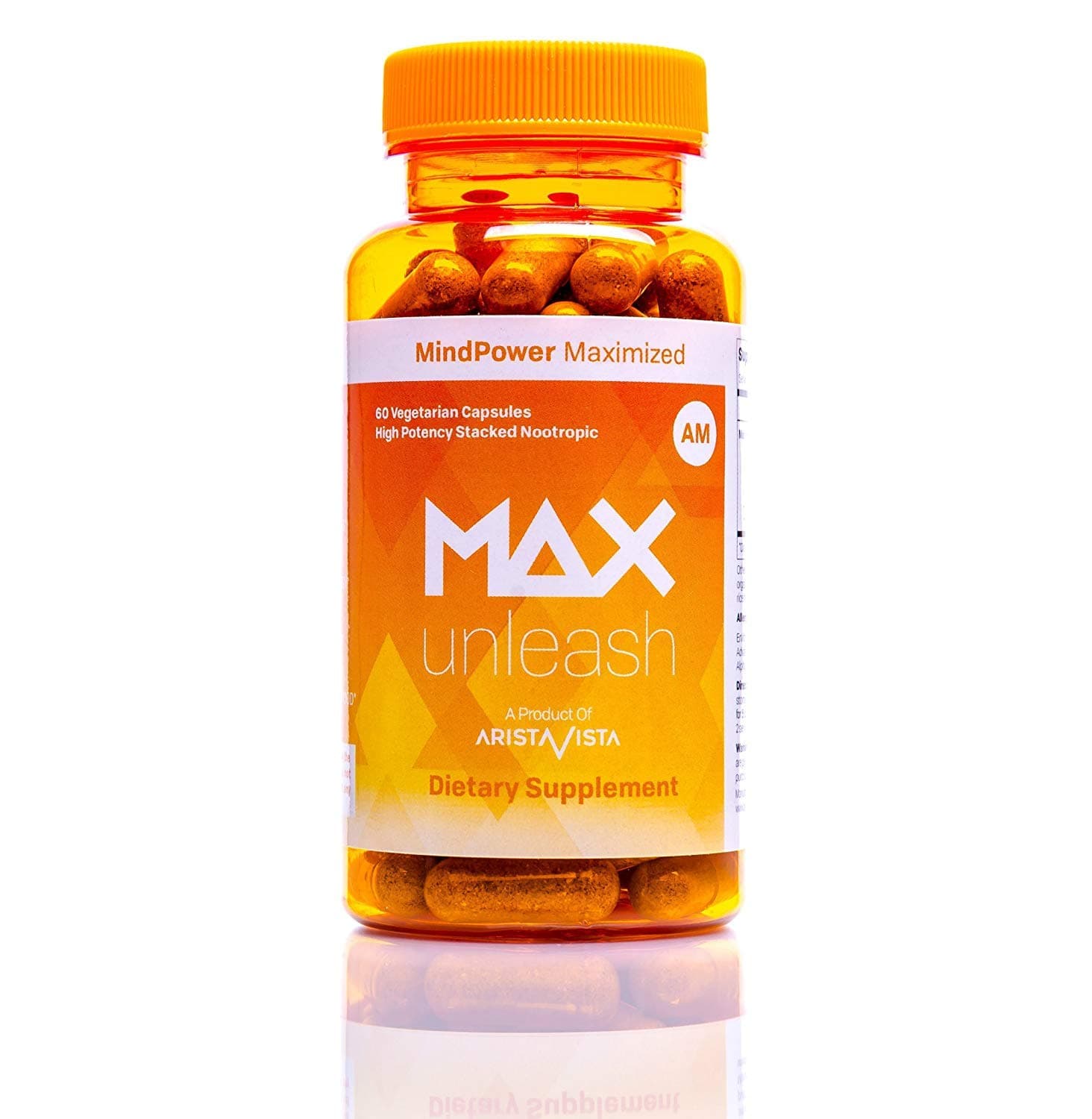 MAX UNLEASH: Powerful Energy, Metabolism & Focus Formula | Vegan Brain Supplement and Nootropic for Enhanced Mental Function and Clarity | For Men & Women | AristaVista (60 Vegetarian Capsules)