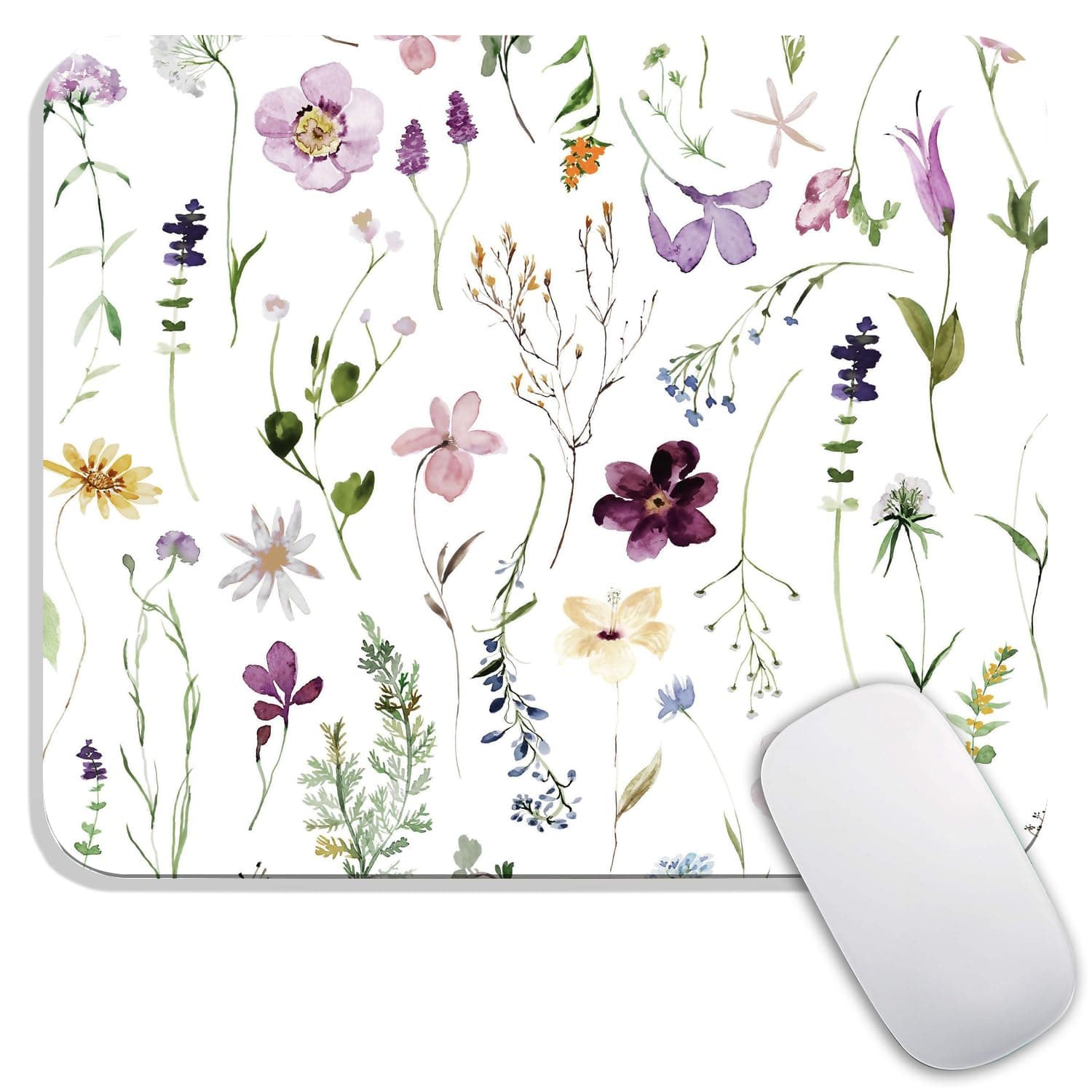 Square Mouse Pad Beautiful Flowers Plants, Personalized Premium-Textured Custom Mouse Mat Design, Washable Mousepad Cloth, Non-Slip Rubber Base Computer Mouse Pads for Wireless Mouse