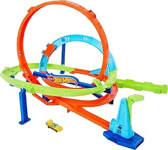 Toy Car Track Set, Action Loop Cyclone Challenge, 18-in Tall, 2 Ways to Play & Easy Storage, with 1:64 Scale Vehicle