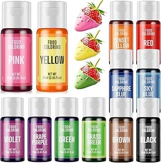 Food Coloring Set - 25ml X12 Color Food Grade Vibrant Food Dye Tasteless Liquid Color for Cake Decorating, Baking, Easter Egg, Icing, Fondant, Cooking, Slime Making - 0.85 fl.oz/Bottles