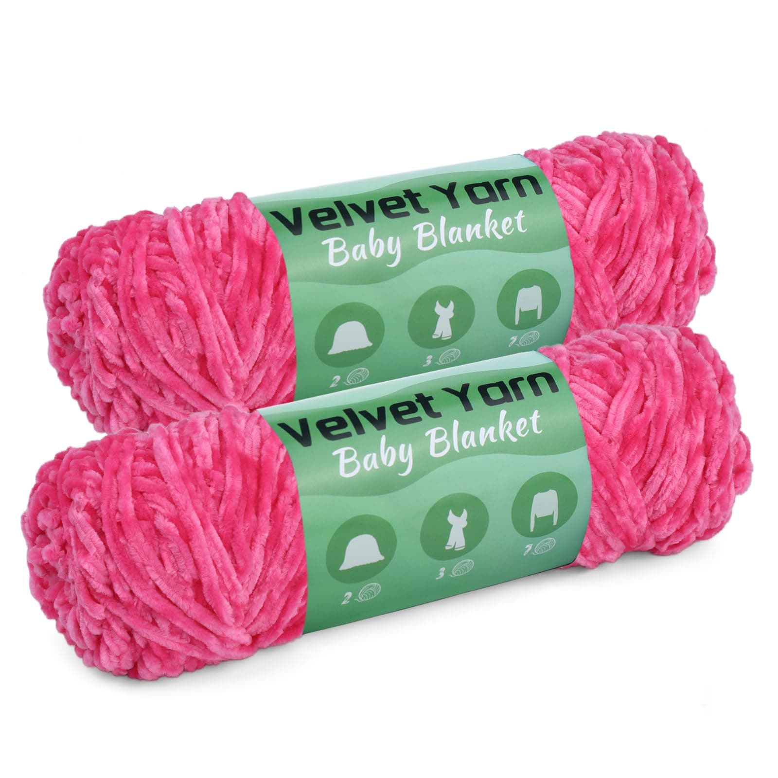 Chenille Soft Yarn, 2 * 100g Soft Chenille Yarn with Crochet Hooks and Accessories for Knitting Fancy Yarn and Pattern Knitting Creations